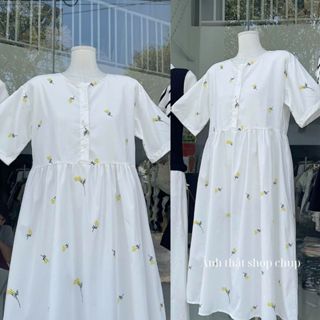  Váy Babydoll Hoa Nhí Cộc Tay Form Xòe Rộng – Váy Suông Nữ Tính Phong Cách Hàn Quốc 