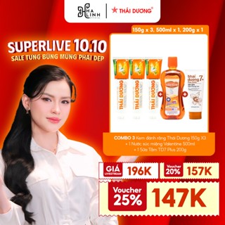 [VHL X STD] COMBO 3 Kem đánh răng Thái Dương 150g X3 + 1 Nước súc miệng Valentine 500ml + 1 Sữa Tắm TD7 Plus 200g -CB6