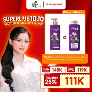 [VHL X STD] COMBO Dầu gội Thái Dương 3 Gold Hoa Sen 500ml Và Dầu xả Thái Dương 3 Hoa sen 333ml CB5