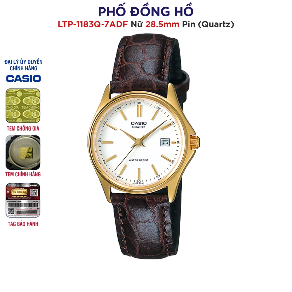 Đồng hồ nữ dây da Casio chính hãng Anh Khuê LTP-1183Q-7ADF