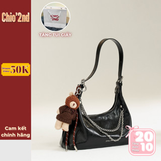 (Sẵn, Mới Về) Túi Xách Nữ Chio2nd Da Cao Cấp Mẫu Mới, Túi Trống Đeo Chéo Đeo Vai Nữ Kèm Charm Gấu Bông Cute Hot 2025 T8