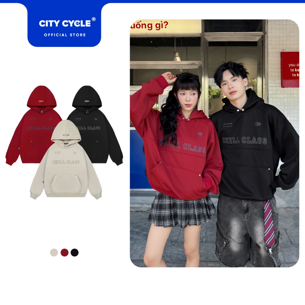 Áo hoodie nỉ bông mùa đông nam nữ Local Brand Chính Hãng City Cycle Áo hoodie Chill Class