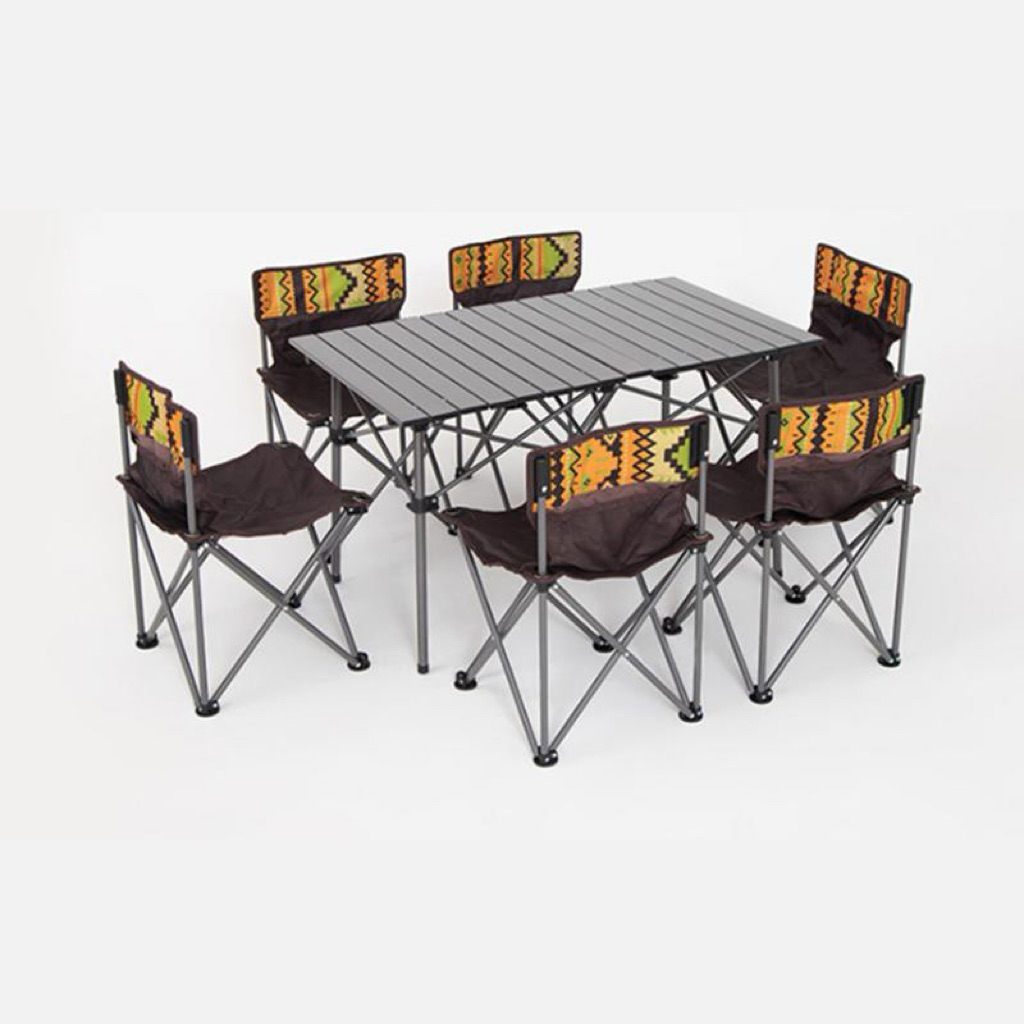 Bộ Bàn Ghế Dã Ngoại Gấp Gọn 6 Ghế WXYZ Camping Table and Chairs Set