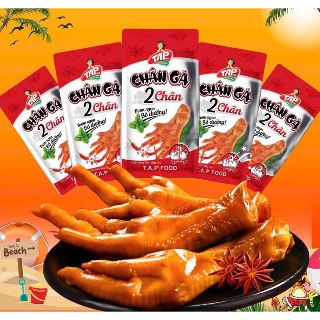 (CHÂN GÀ TAP FOOD) Chân gà đôi TAP Food gói 2 chân 58g vị cay thơm ngon đậm vị, chân gà Việt Nam