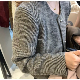   CÓ BIG SIZE  Áo dạ KẺ CHÉO Nữ khuy NẤM QC Samhyewear 