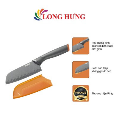 Dao làm bếp Titanium Santoku Tefal Fresh Kitchen 12cm K1220104 - Hàng chính hãng
