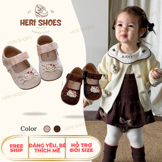   Sẵn-Hỗ trợ đổi size  Giày Búp Bê Bé Gái Mèo Kitty Siêu Xinh – Êm Mềm Đi Học Đi Chơi | Mẫu Mới Thu Đông 2025 