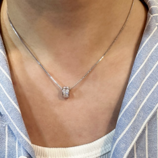  Dây chuyền bạc mặt ống đá full Baguette sang trọng cao cấp - Trang Sức MINA JEWELRY 