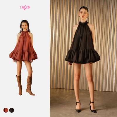 Đầm yếm OLV cổ cao dáng phồng xòe bồng bềnh quyến rũ Aleyna nhiều màu mặc đi tiệc đi chơi