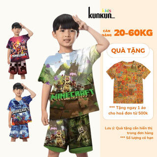   10-60kg  Đồ bộ bé trai MineCraft in 3D mặc nhà đi chơi đi học thun co giãn tốt TP1045,31 