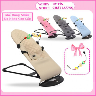 Ghế Rung Nhún Cao Cấp Cho Bé Ghế Bập Bênh Kèm Dây Đai An Toàn Vải Cotton + Thanh Treo Thú Xinh