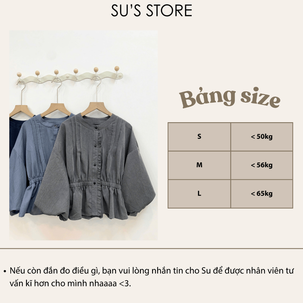 Áo Sơ Mi Xếp Li Trước Cúc Dọc Viền Bèo Chun Eo Tay Bồng A3216 Susstore Thời Trang Nữ | BigBuy360 - bigbuy360.vn