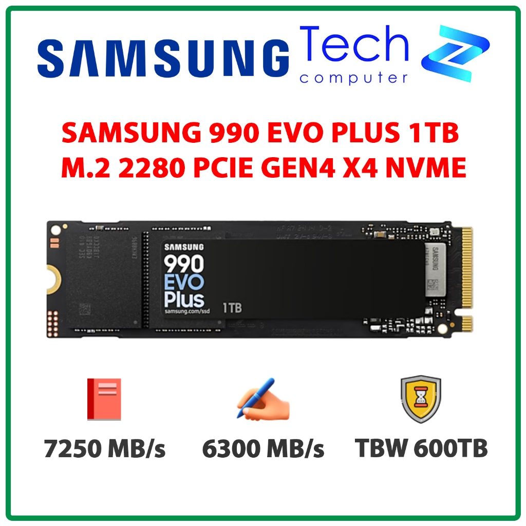 Ổ Cứng SSD Samsung 990 EVO Plus 1TB - M.2 2280 PCIe Gen4 x4 ( Đọc 7250MB/s - Ghi 6300MB/s)