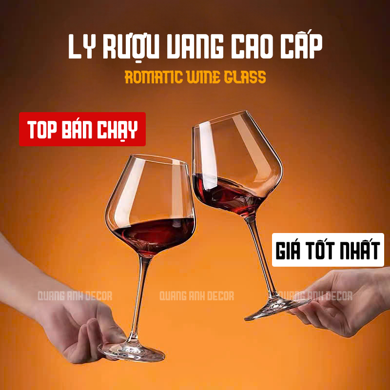Ly Vang Thuỷ Tinh Pha Lê Cao Cấp | Ly Uống Rượu Vang 450ml | Bình Thở, Decanter Thiên Nga 1500ml