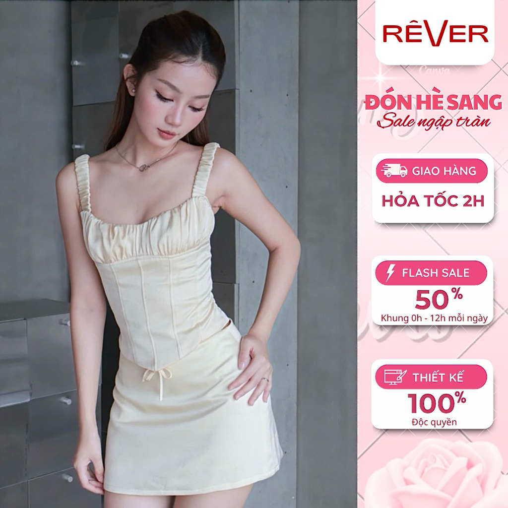 RÊVER Áo Hai Dây Quyến Rũ Sang Chanh REVERCLOTHINGS Carlyn Top + Skirt