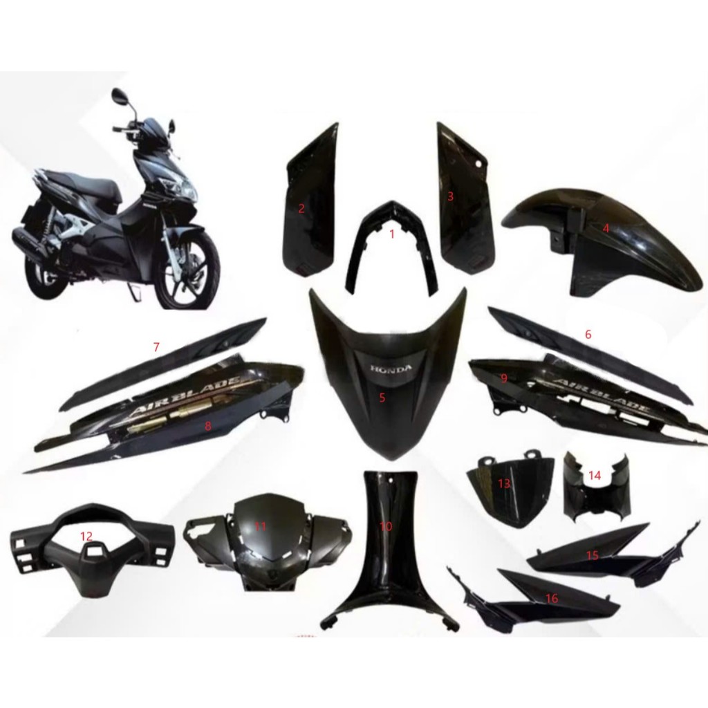 dàn áo ab air blade 110 đời đầu 2007 màu ĐEN BÓNG ( BÁN LẺ TỪNG MÓN )