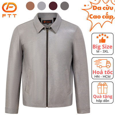 Áo khoác da cừu nam Collar Jacket dáng suông cao cấp FTT Leather da thật bền bỉ không bong, tróc, nổ, AD417