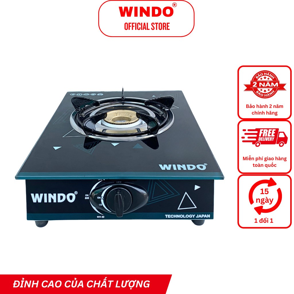 Bếp Gas Đơn Mặt Kính WINDO - 117 Điếu Gang Đơn | Bếp Gas Đơn Tiết Kiệm Gas
