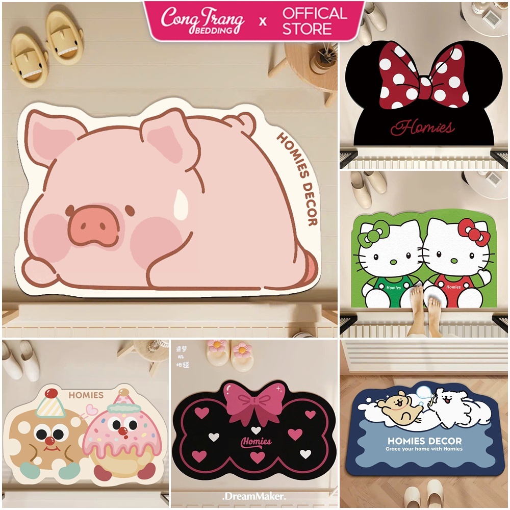 Thảm Nỉ, Thảm Lau Chân HOMIES thiết kế , Thảm Chùi Chân Bali 100 Mẫu Độc Quyền 2025 Thấm Hút Nước Chống Trơn Trượt