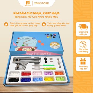 Bộ Kìm Bấm Cúc Cao Cấp Tặng Kèm 100 Cúc Nhựa Nhiều Màu Sắc