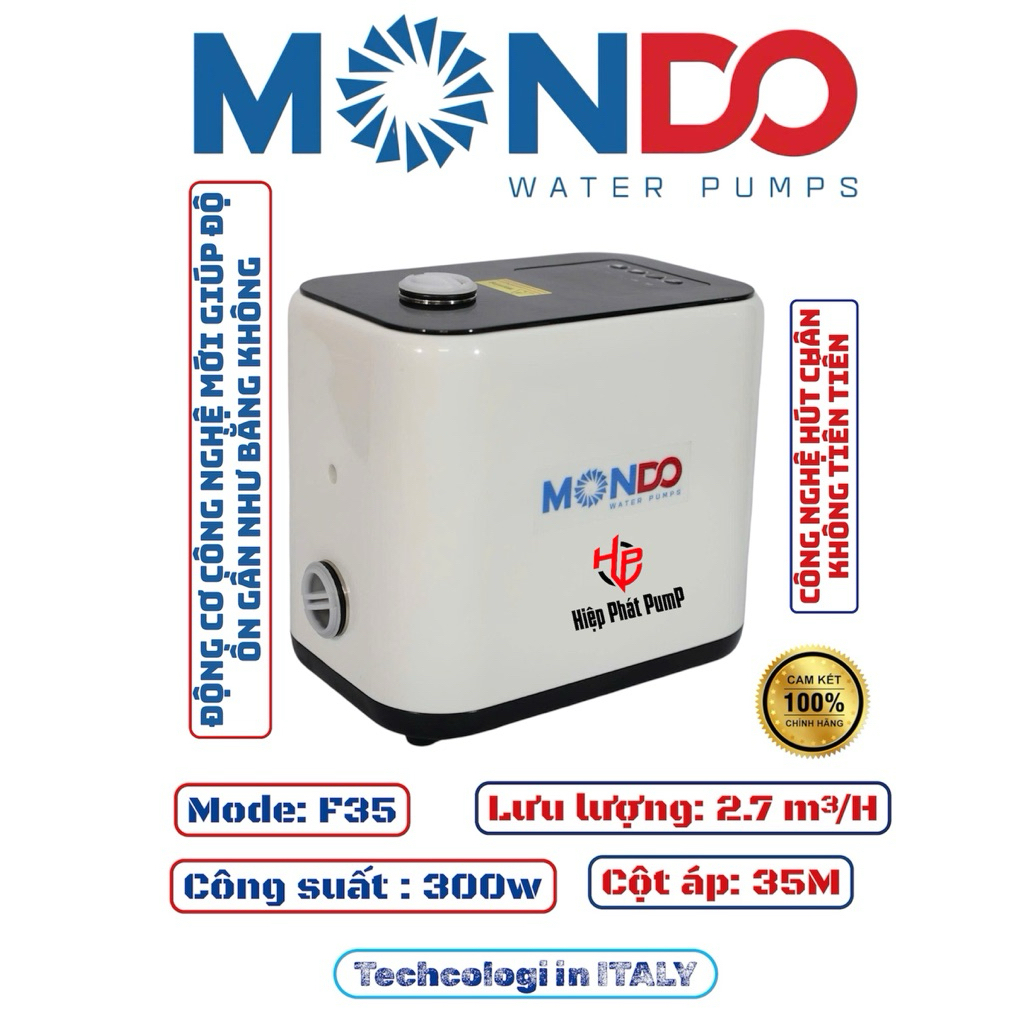 Bơm tăng áp biến tần siêu Êm. MONDO F35. dòng bơm biến tần thế hệ mới, chạy k có tiếng ồn BH 18 thán