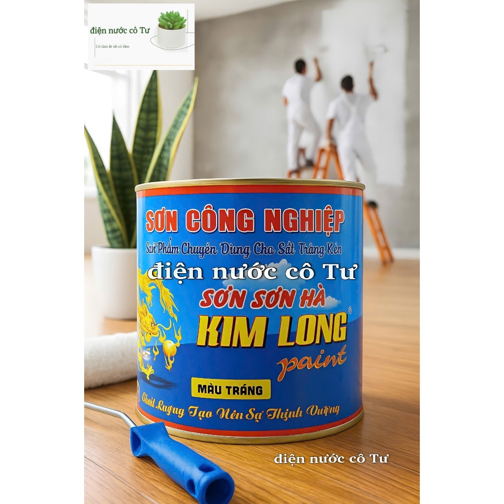 1kg sơn sắt mạ kẽm màu Trắng Kim Long - sơn sắt mạ kẽm sắt đen - sơn lót kẽm 1K