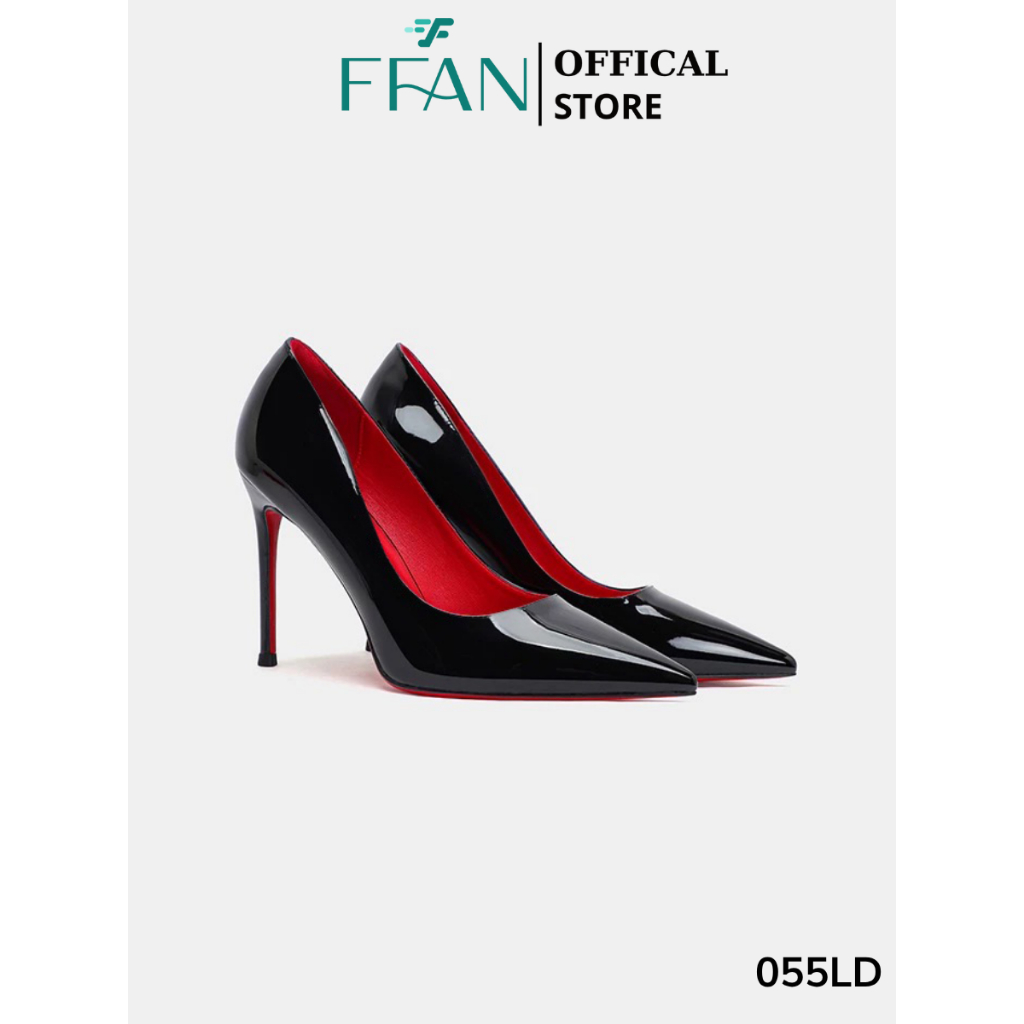 Giày cao gót nữ đế đỏ mũi nhọn gót nhọn [da bóng mềm mại] 055LD lót đỏ FFAN STORE 7 9 phân bít mũi big size