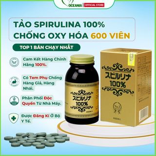  Tảo Xoắn Nhật Bản SPIRULINA 100% 600 Viên  Hàng Chính Hãng  Có Tem Phụ Cung Cấp chất Xơ Vitamin Khoáng Chất,Tiêu Hóa Tốt 