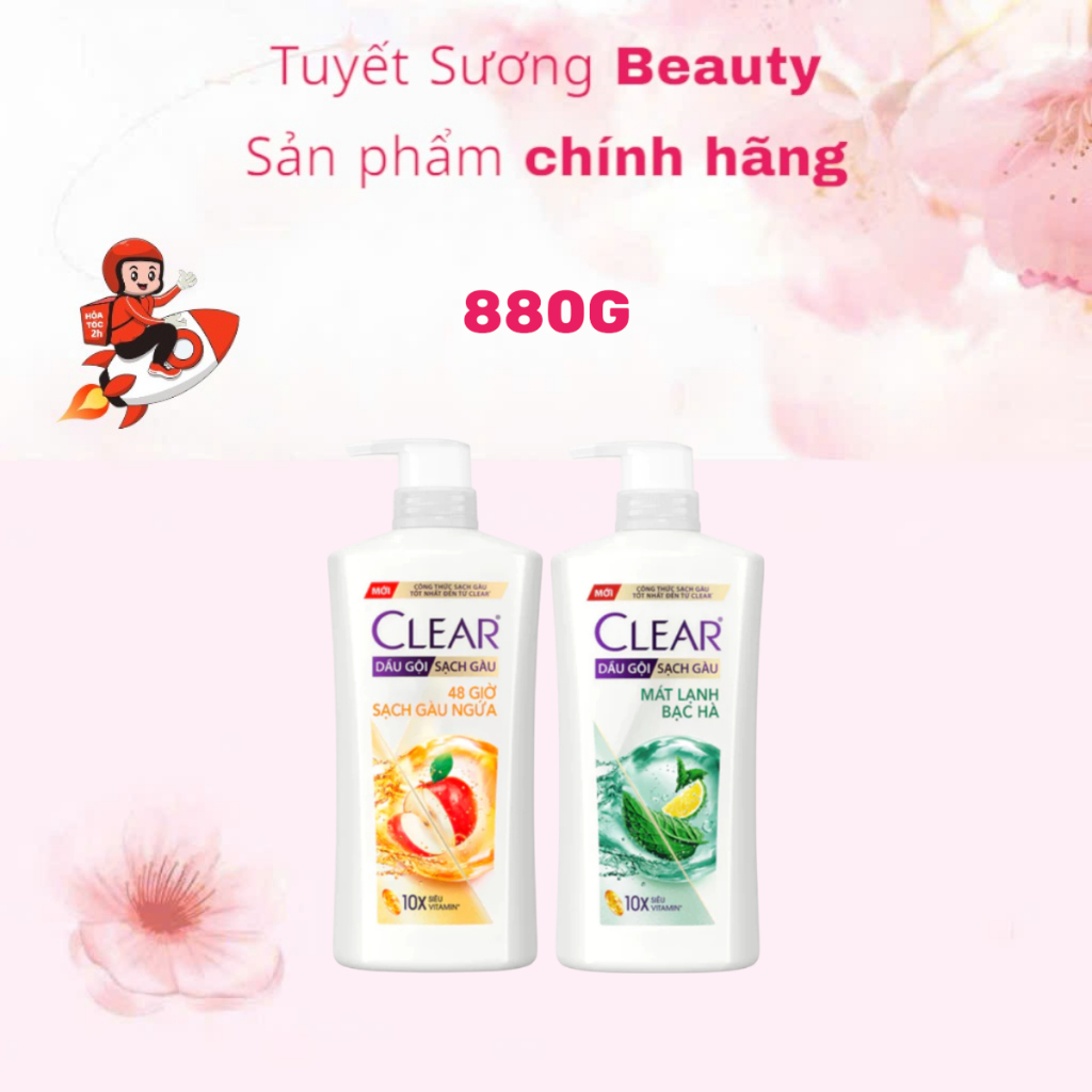 Dầu gội sạch gàu Clear 880g Mát Lạnh Bạc Hà Đánh Bay Gàu, Ngứa, Vi Khuẩn