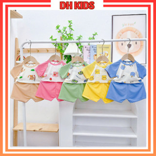 [B4] Đồ bộ quần áo cộc tay giáp lăng thun tăm lạnh mát mẻ dễ thương cho bé trai,bé gái từ 4 - 15kg - DH KIDS