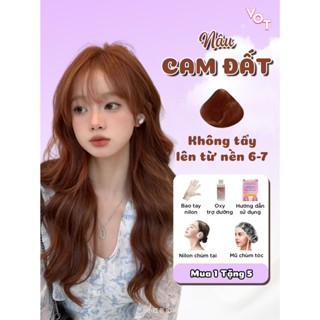  Combo thuốc nhuộm tóc tại nhà màu NÂU CAM ĐẤT VOT Hair Keratin Argan Oil | Tặng oxy trợ dưỡng tóc 
