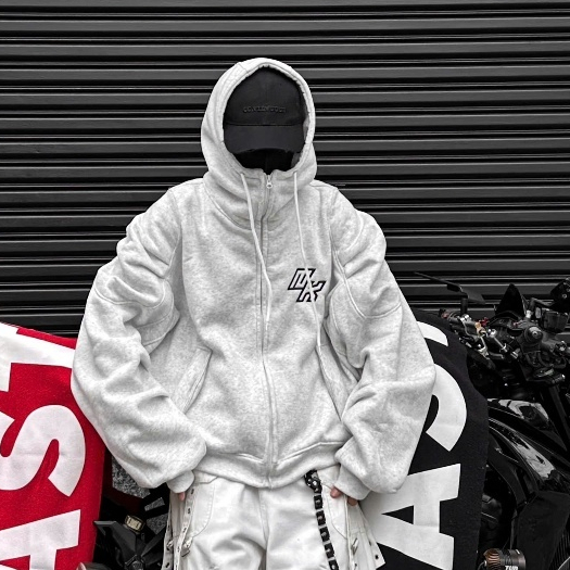 Áo Hoodie Zip Nam Nữ Form Rộng Thêu Chữ NK | Áo Khoác Nỉ Bông Thêu Chữ NK Ulzzang Hàn Quốc | Hoodie