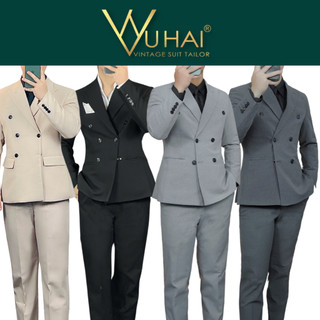  Bộ vest nam Hàn Quốc Vest nam 6 cúc Áo Vest chú rể sang trong dáng áo ôm người-VuHai 