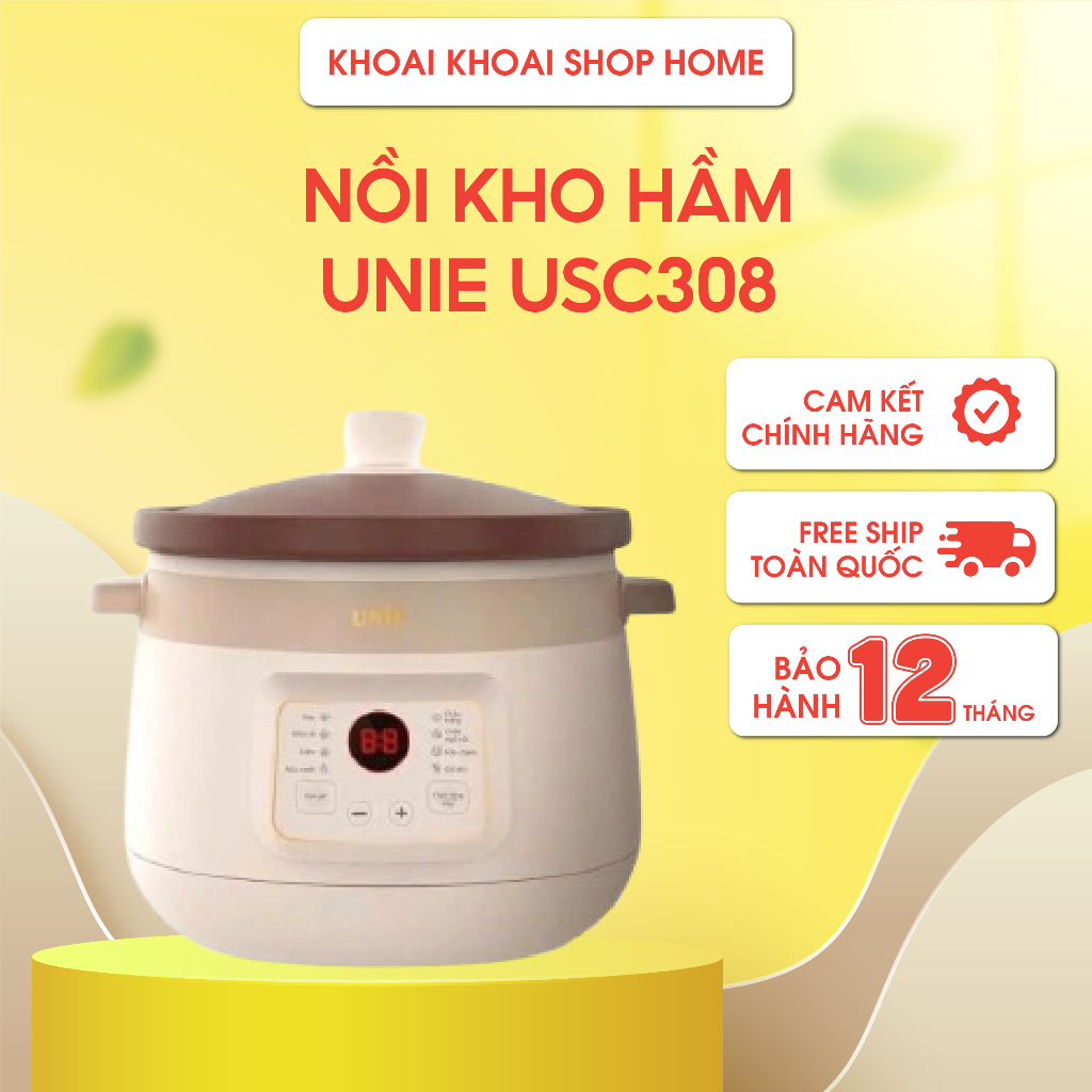 Nồi Điện Nấu Chậm UNIE USC308, Nồi Gốm Chống Dính Tự Nhiên, Hầm – Kho – Giữ Ấm, Dễ Vệ Sinh