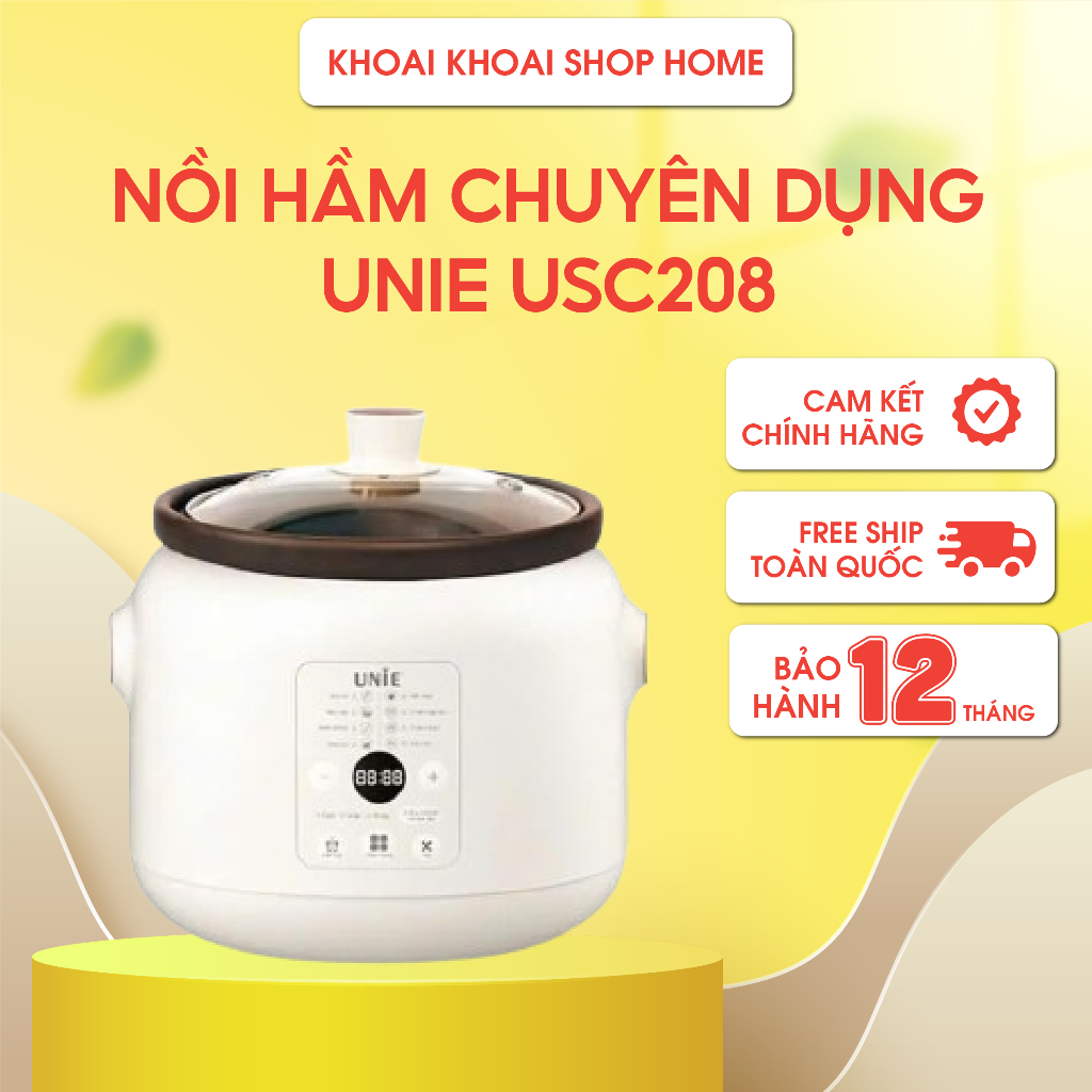 Nồi Kho Hầm Đa Năng UNIE USC208, Nồi Gốm Nấu Chậm 2L – Kho Cá, Hầm Xương, Cháo, Giữ Ấm Tự Động
