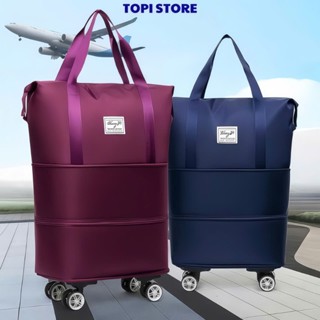  Túi du lịch 3 tầng gấp gọn có bánh xe kéo tiện lơi túi đựng quần áo hành lí gấp gọn chống thấm nước 