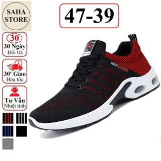 Giày thể thao nam êm chân SAHA203 bigsize 46 47 thoáng khí nhẹ chạy bộ màu đen đỏ xanh xám vải hàn quốc full box