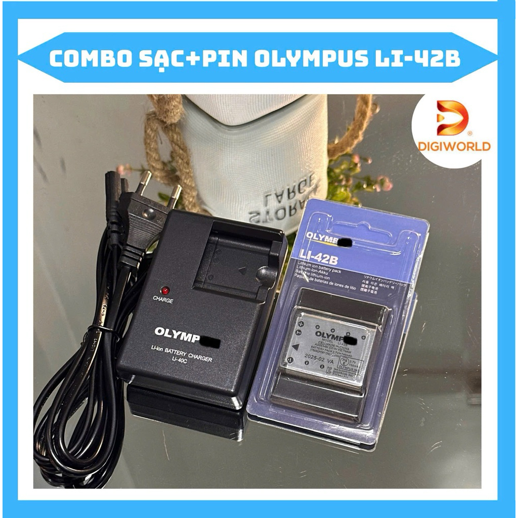 Bộ Sạc Pin Olympus Li-40/42B ( Combo Hãng ) FE-150, FE-160, FE-190 • FE-220, FE-230, FE-240, FE-250 