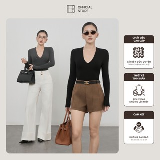   NEW  Áo Dài Tay Cổ Tim Dáng Thường Nữ BUSY Thun Rayon Co Giãn Ôm Sát DT29T 