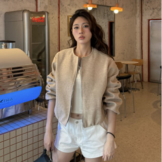 Áo Khoác Dạ Bomber Nữ Dáng Ngắn Basic Khóa Kéo Thời Trang Hàn Quốc Cao Cấp Mùa Thu Đông Kimee - KA649