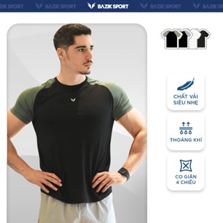 Áo Thể Thao Nam Ngắn Tay BAZIK Wings Raglan Co Giãn 4 Chiều, Tập Gym, Vận Động Thể Thao