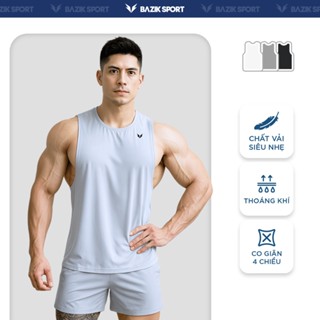 Áo Ba Lỗ Tanktop Nam BAZIK WINGS Muscle Nách rộng, Co giãn 4 chiều, Vận động thoải mái, Gym - A23