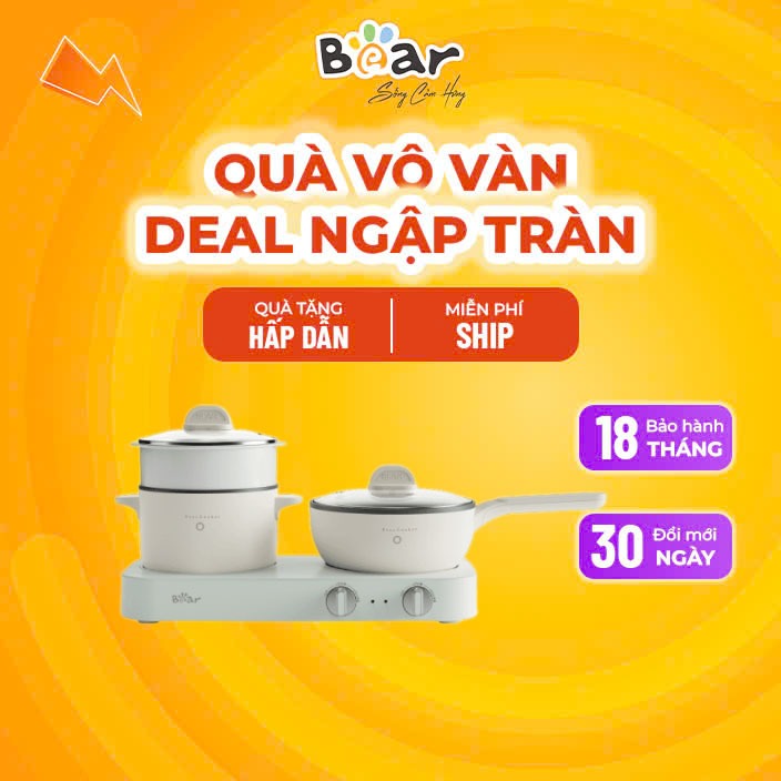 Bếp điện đa năng Bear SB-BD02N - Bếp điện đôi Bear - Chảo điện Bear - HuDan Việt Nam
