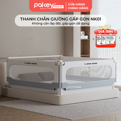 Thanh Chắn Giường Gấp Gọn PAKEY NK01 Thiết Kế Nâng Cấp Không Cần Lắp Đặt Chắc Chắn Cho Bé, Chặn Giường Nâng Hạ 1 Bên