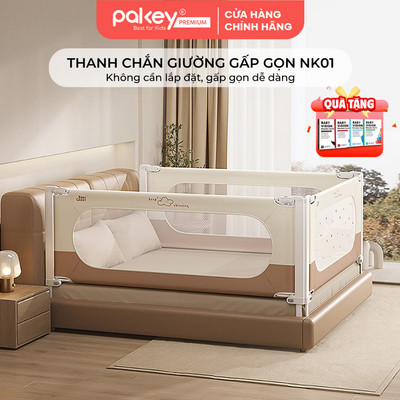 Thanh Chắn Giường Gấp Gọn PAKEY NK01 Không Cần Lắp Ráp, Chốt Khóa Vặn An Toàn Cho Bé - Bảo Hành Trọn Đời