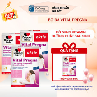   COMBO 3 TẶNG 1  Vital Pregna - Vitamin Tổng Hợp Cho Bà Bầu DHA Bầu Acid Folic Sắt Doppelherz  30v  