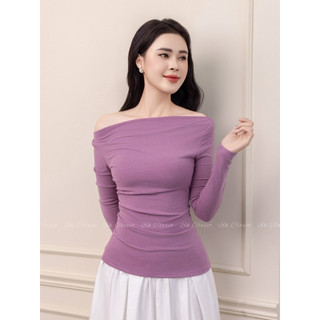 AD03 - Áo Thun Nữ Dài Tay Cổ Thuyền Dài Tay Chất Thun Nhuyễn Siêu Co Giãn Mềm Mịn Ôm Body Tôn Dáng Dễ Phối 