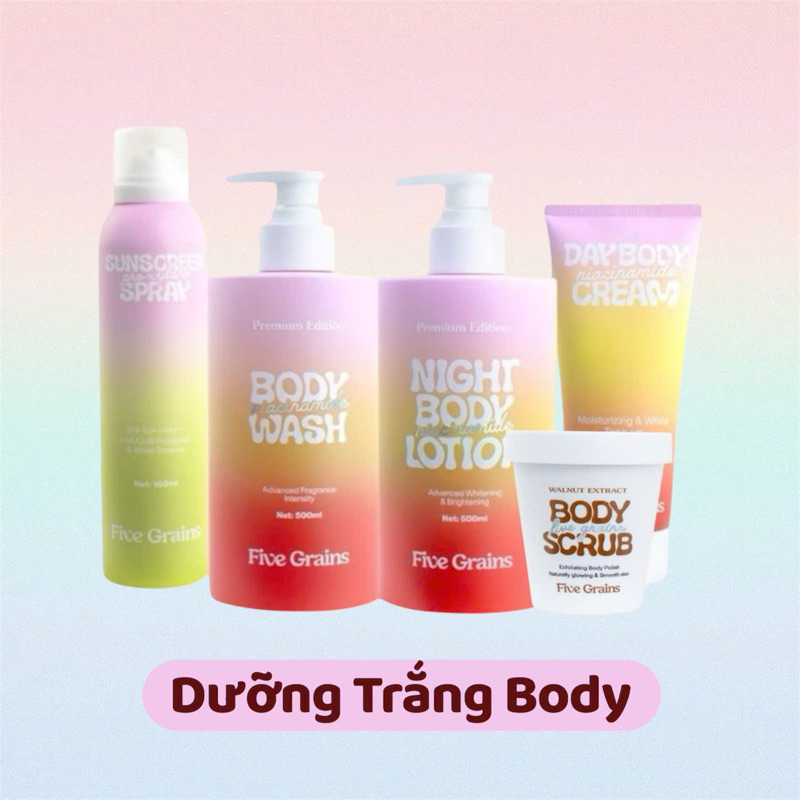 [Link Tổng Hợp] Dưỡng Trắng Body Five Grains, Kem Dưỡng Trắng Body Ban Ngày, Bộ Dưỡng Trắng Body Ban