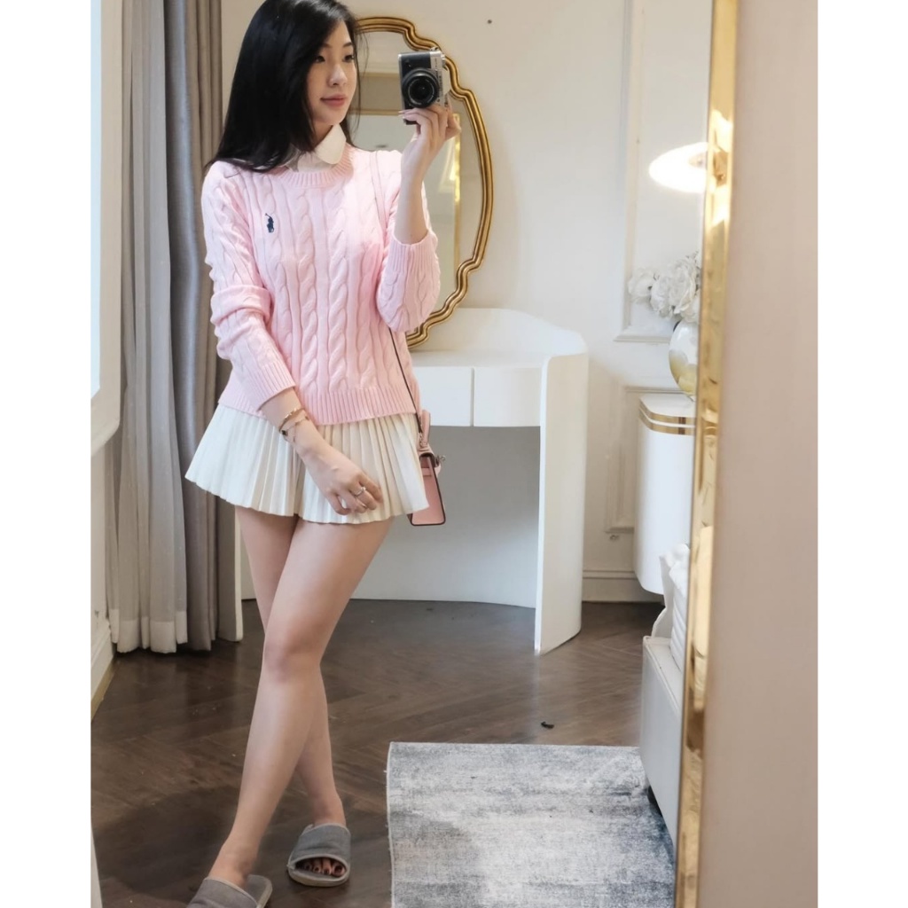 Áo Len Dệt Kim Nữ Form Basic Cổ Tròn Thêu Logo Nhỏ Phong Cách Hàn Quốc Siêu Hot Th20 | BigBuy360 - bigbuy360.vn