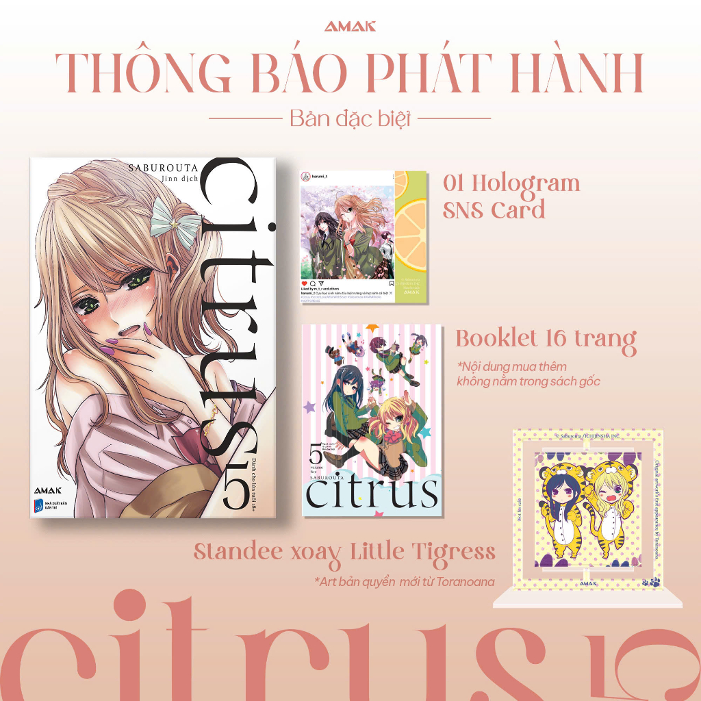 [Phụ Kiện Bookmark + Postcard + Booklet + Standee] Bản Đặc Biệt - CITRUS - Saburouta - Tập 5 - Fn Bo